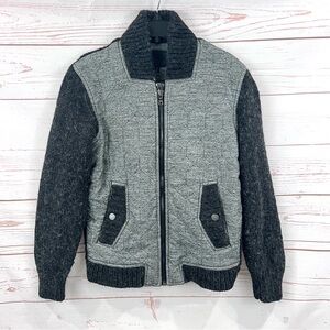 7 For All Mankind Cotton Wool Blend Quilted Tech Sweater Moto Bomber Jacket Y2K